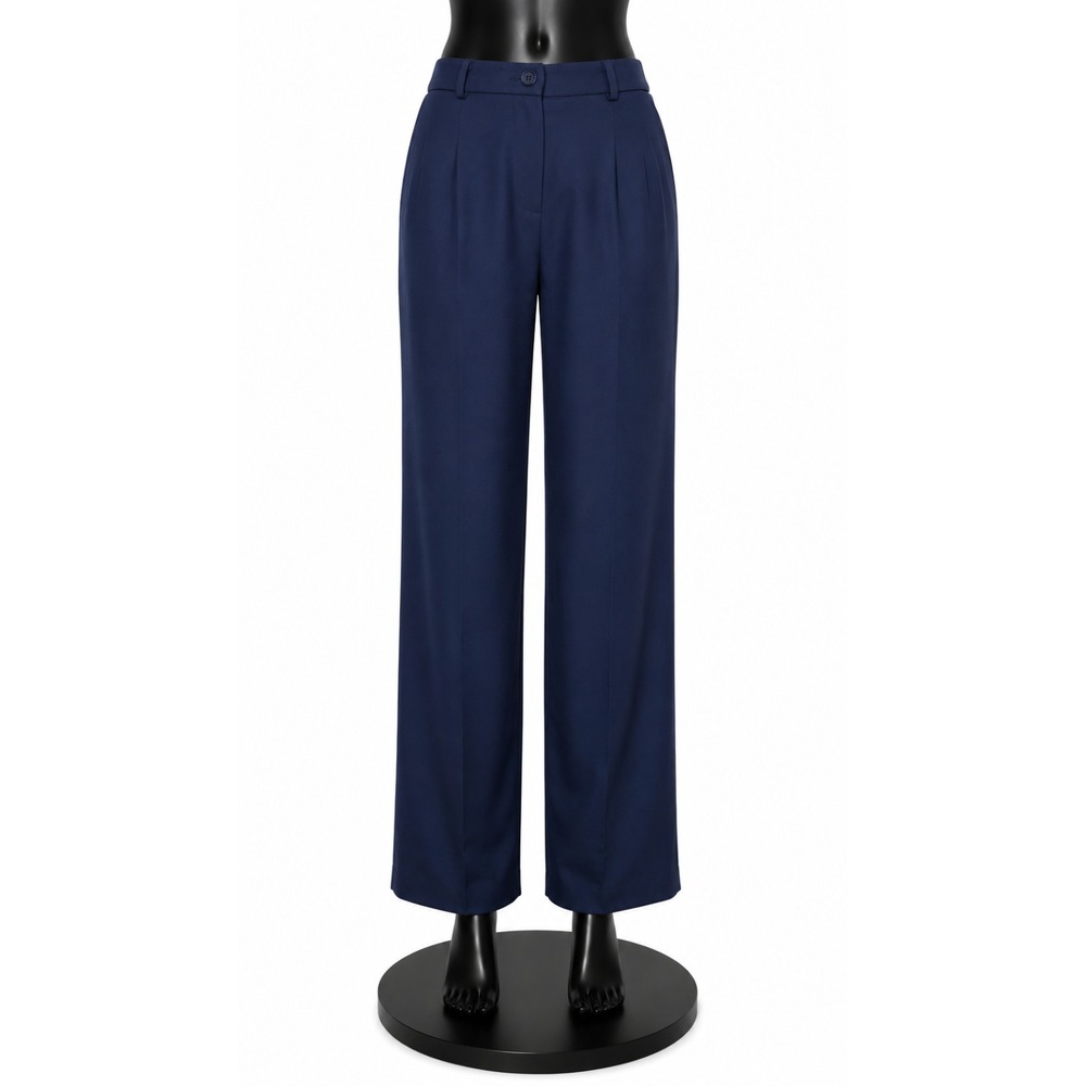 Augustus Womens Pleated Front Dress Pants Size 8 Navy Blue Cotton Twill Lined‎